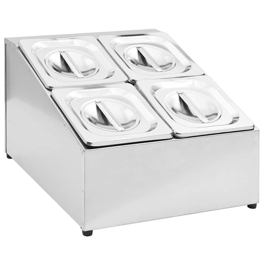 Gastronorm Container Holder with 4 GN 1/6 Pan Stainless Steel Gastronorm Container Holder with 4 GN 1/6 Pan Stainless Steel