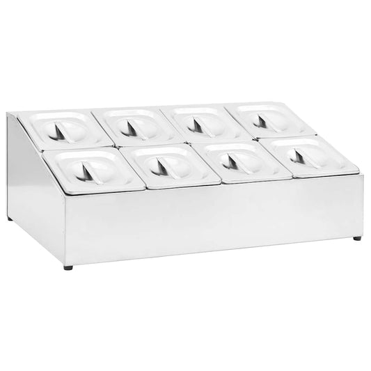 Gastronorm Container Holder with 8 GN 1/6 Pan Stainless Steel Gastronorm Container Holder with 8 GN 1/6 Pan Stainless Steel