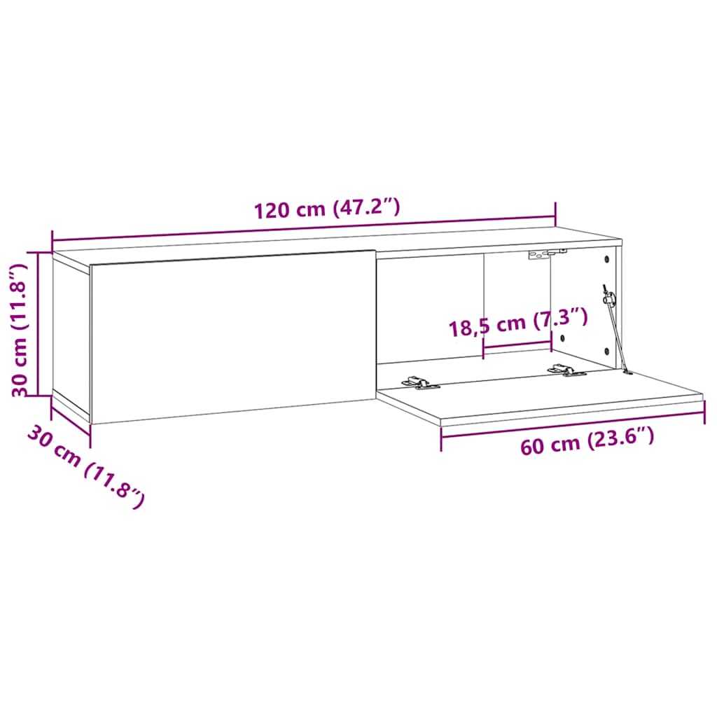 TV Cabinet White 120x30x30 cm Engineered Wood