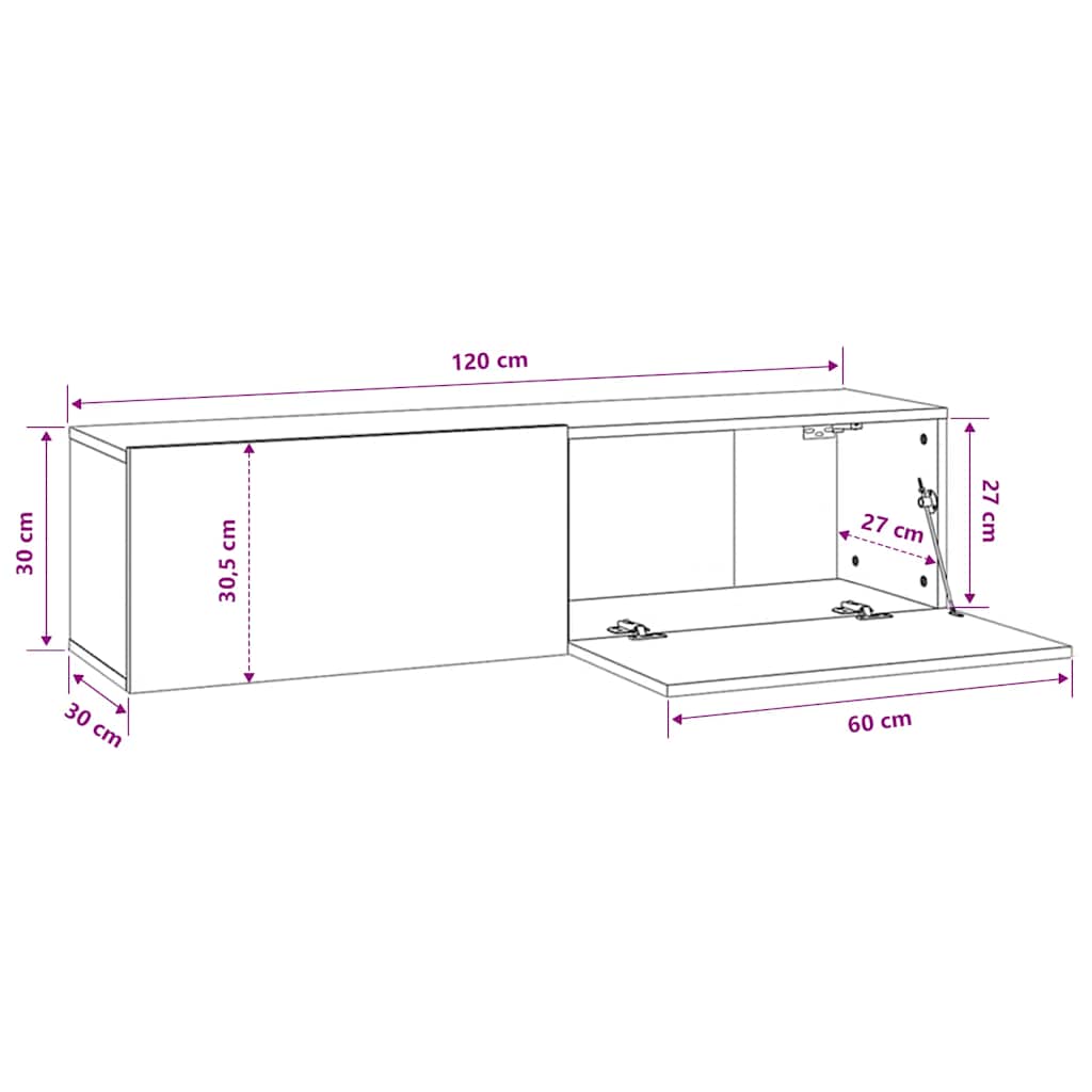 TV Cabinet Concrete Grey 120x30x30 cm Engineered Wood