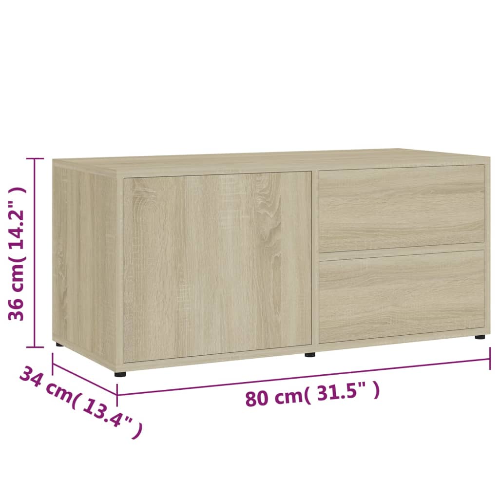 801853 vidaXL TV Cabinet Sonoma Oak 80x34x36 cm Engineered Wood