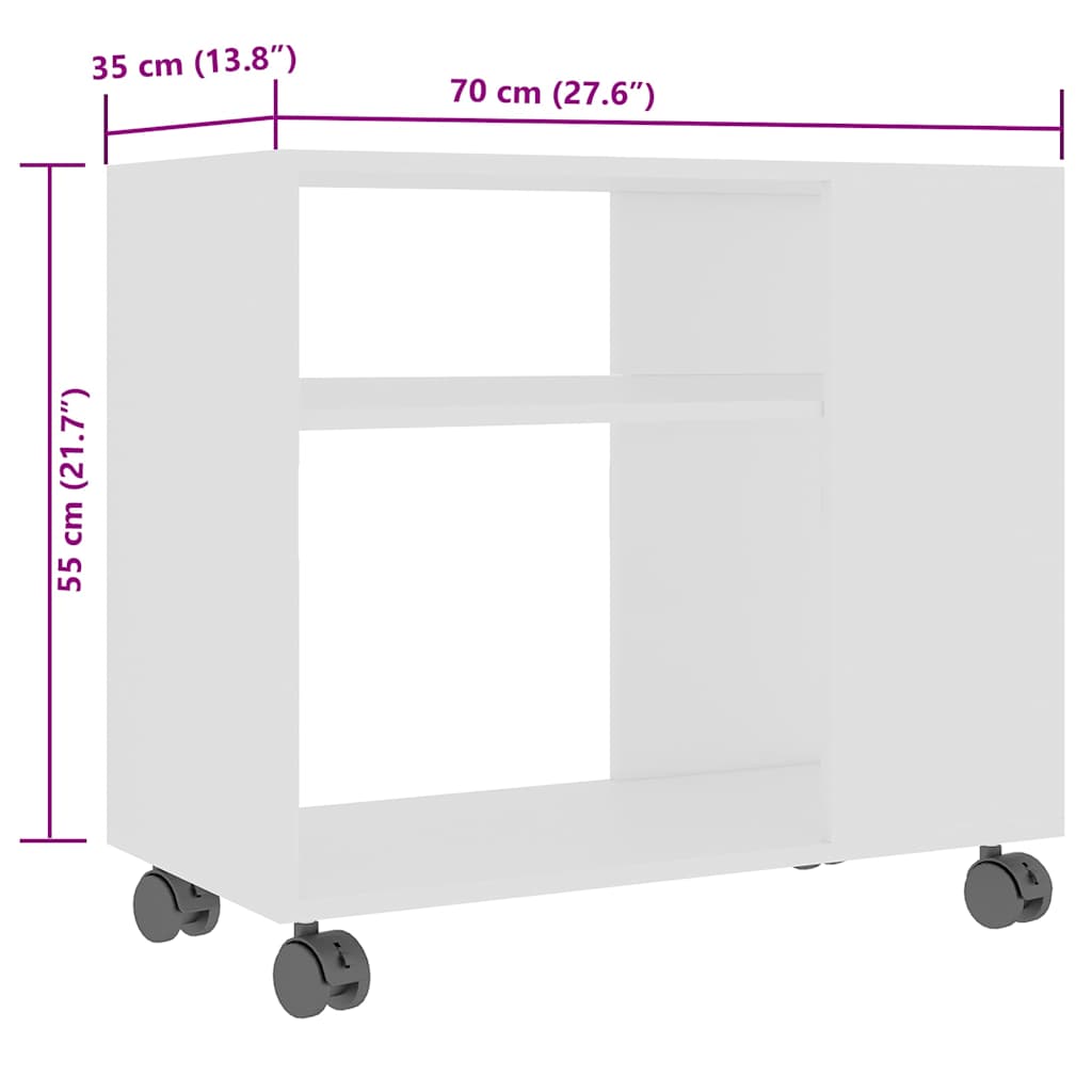 802120 vidaXL Side Table White 70x35x55 cm Engineered Wood