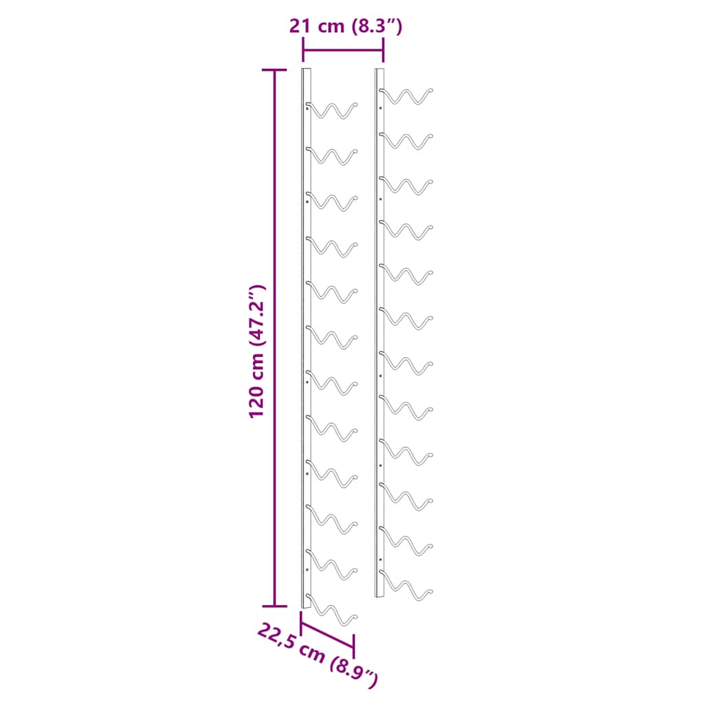 Wall-mounted Wine Rack for 24 Bottles Black Iron