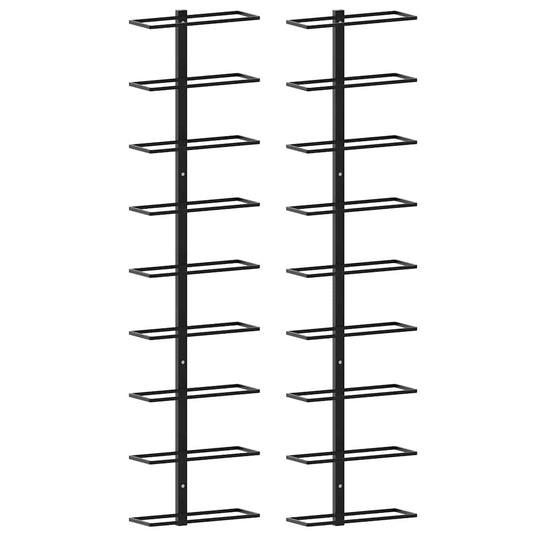 Wall-mounted Wine Racks for 18 Bottles 2 pcs Black Iron Wall-mounted Wine Racks for 18 Bottles 2 pcs Black Iron