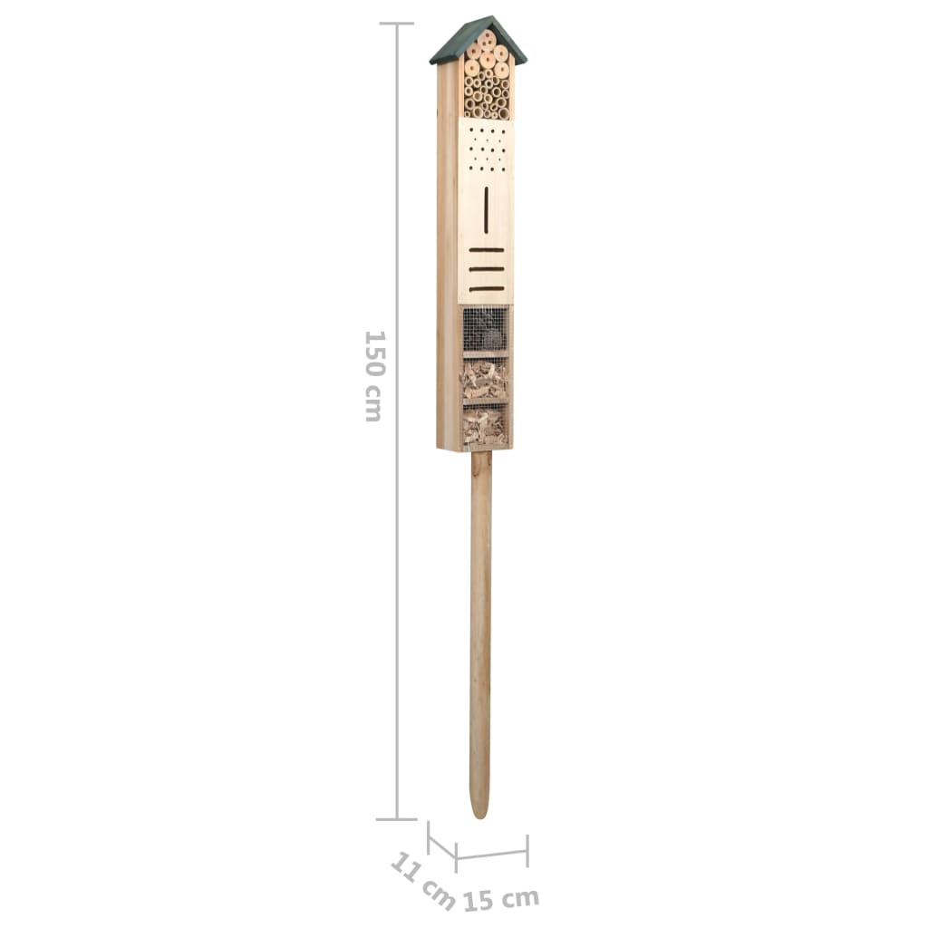 Insect Hotel | Natural Wood | Firwood, Pine Cones, Bamboo | 150 cm Tall