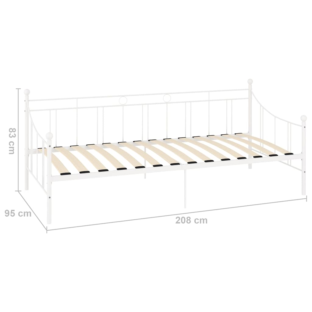 DayBed Frame without Mattress White Metal 90x200 cm