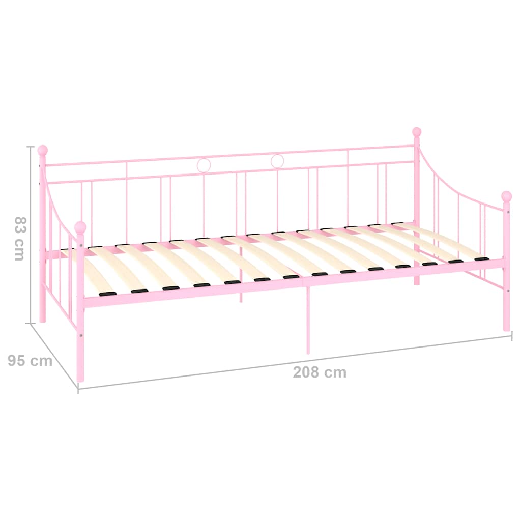 DayBed Frame without Mattress Pink Metal 90x200 cm