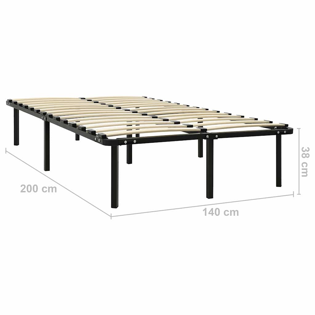 Bed Frame without Mattress Black Metal 140x200 cm