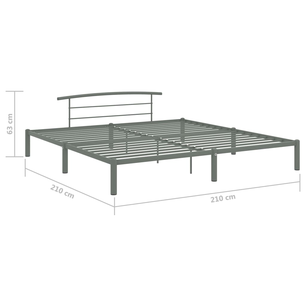 Bed Frame without Mattress Grey Metal 200x200 cm