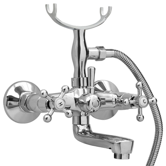2-Handle Bathtub Faucet + Hand Shower Diverter Chrome Retro 2-Handle Bathtub Faucet + Hand Shower Diverter Chrome Retro