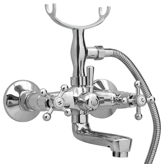 146491 vidaXL 2-Handle Bathtub Faucet + Hand Shower Diverter Chrome Retro 146491 vidaXL 2-Handle Bathtub Faucet + Hand Shower Diverter Chrome Retro