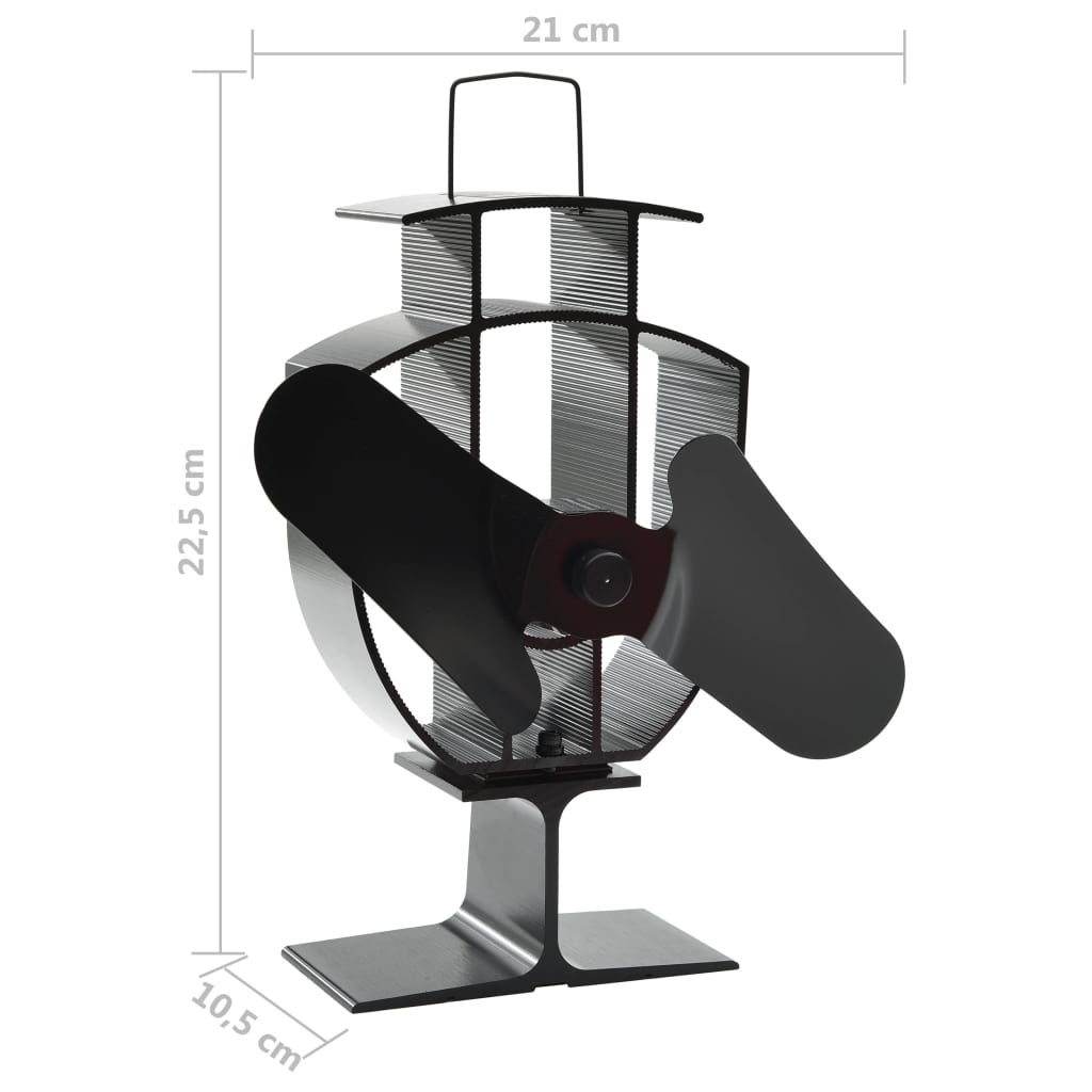 Heat Powered Stove Fan 2 Blades Black
