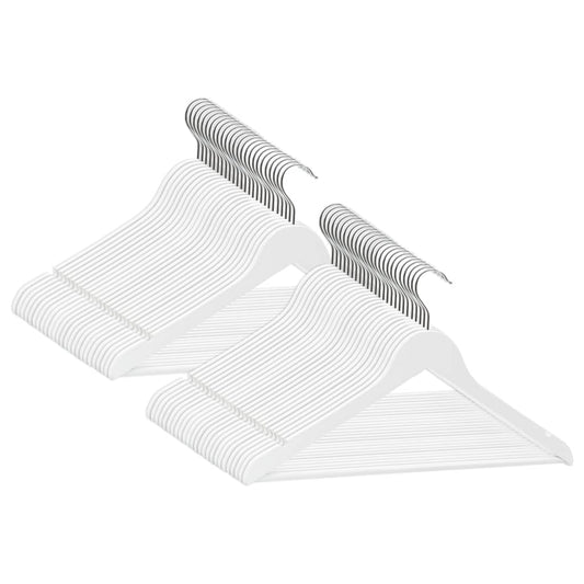 50 pcs Clothes Hanger Set Non-slip White Hardwood 50 pcs Clothes Hanger Set Non-slip White Hardwood