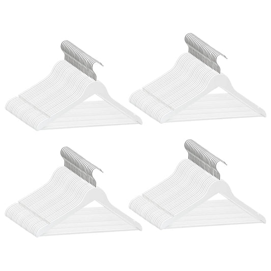 100 pcs Clothes Hanger Set Non-slip White Hardwood 100 pcs Clothes Hanger Set Non-slip White Hardwood