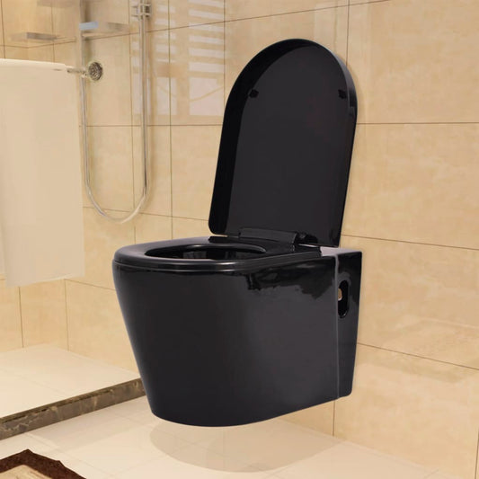 Wall Hung Toilet with Concealed Cistern Ceramic Black Wall Hung Toilet with Concealed Cistern Ceramic Black