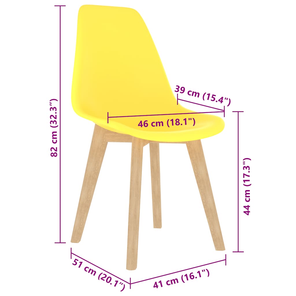 Dining Chairs 6 pcs Yellow Plastic
