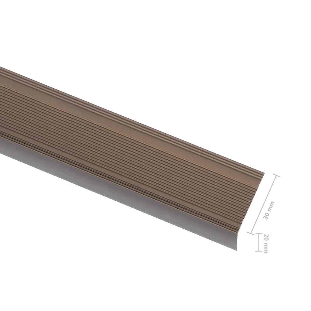 Stair Nosings in L-shape 15 pcs Aluminium 90 cm Brown