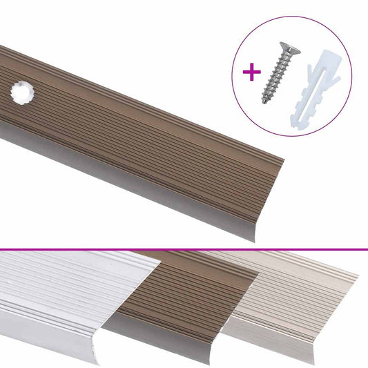Stair Nosings in L-shape 15 pcs Aluminium 100 cm Brown Stair Nosings in L-shape 15 pcs Aluminium 100 cm Brown