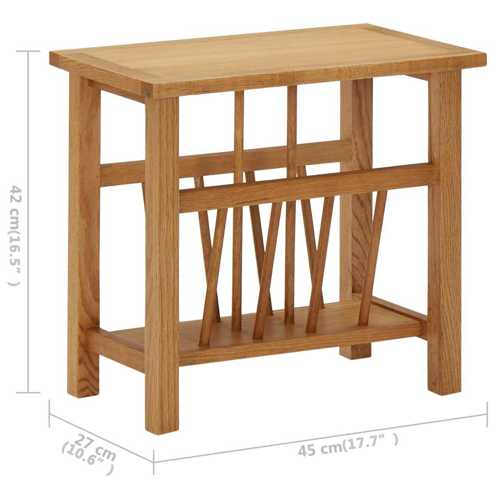 289184 vidaXL Magazine Table 45x27x42 cm Solid Oak Wood