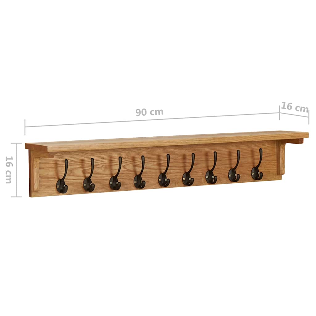 289192 vidaXL Coat Rack 90x16x16 cm Solid Oak Wood