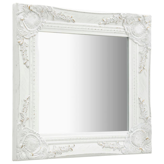 Wall Mirror Baroque Style 40x40 cm White Wall Mirror Baroque Style 40x40 cm White