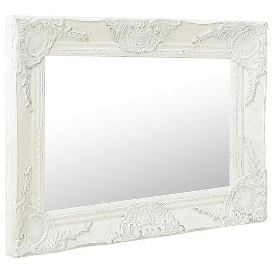 Wall Mirror Baroque Style 50x40 cm White Wall Mirror Baroque Style 50x40 cm White