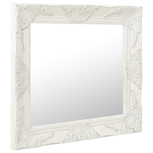 Wall Mirror Baroque Style 50x50 cm White Wall Mirror Baroque Style 50x50 cm White