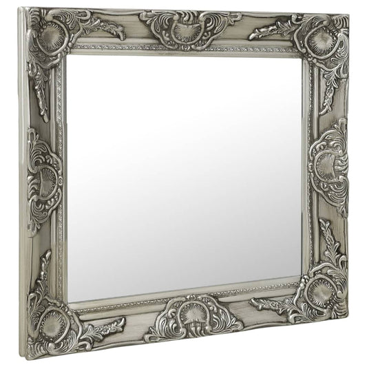 Wall Mirror Baroque Style 50x50 cm Silver Wall Mirror Baroque Style 50x50 cm Silver