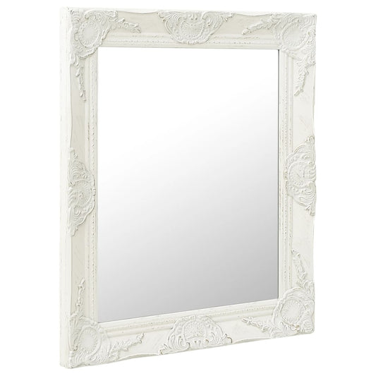 Wall Mirror Baroque Style 50x60 cm White Wall Mirror Baroque Style 50x60 cm White
