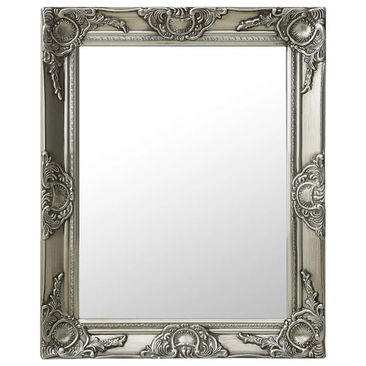Wall Mirror Baroque Style 50x60 cm Silver Wall Mirror Baroque Style 50x60 cm Silver