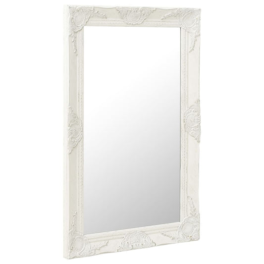 Wall Mirror Baroque Style 50x80 cm White Wall Mirror Baroque Style 50x80 cm White