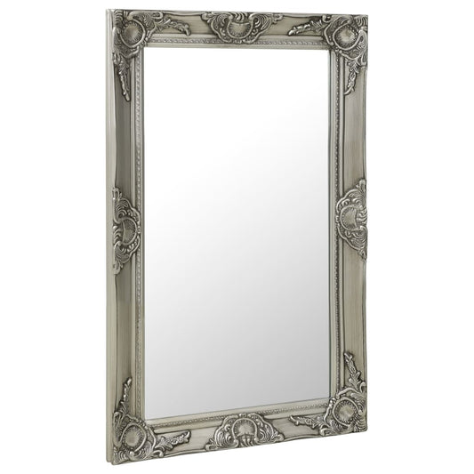 Wall Mirror Baroque Style 50x80 cm Silver Wall Mirror Baroque Style 50x80 cm Silver