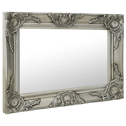 Wall Mirror Baroque Style 60x40 cm Silver Wall Mirror Baroque Style 60x40 cm Silver