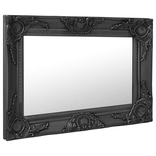 Wall Mirror Baroque Style 60x40 cm Black Wall Mirror Baroque Style 60x40 cm Black