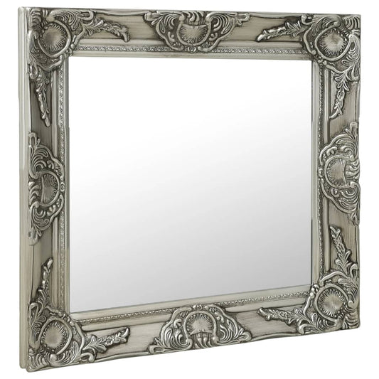 Wall Mirror Baroque Style 60x60 cm Silver Wall Mirror Baroque Style 60x60 cm Silver