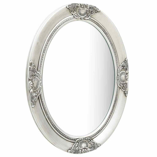 Wall Mirror Baroque Style 50x70 cm Silver Wall Mirror Baroque Style 50x70 cm Silver