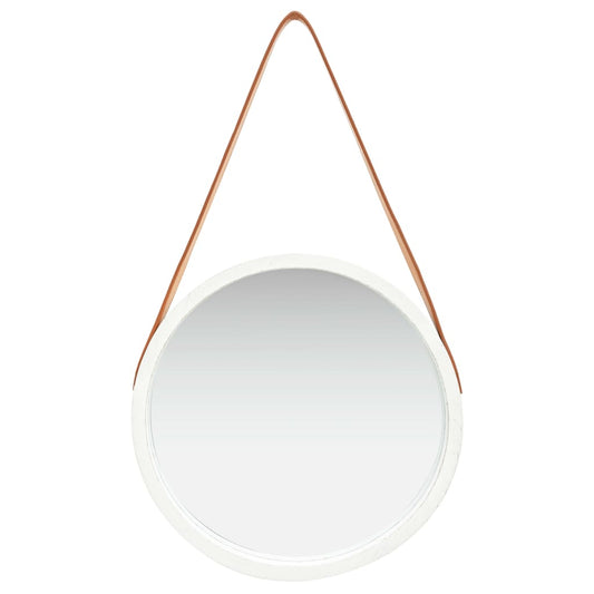 Wall Mirror with Strap 40 cm White Wall Mirror with Strap 40 cm White