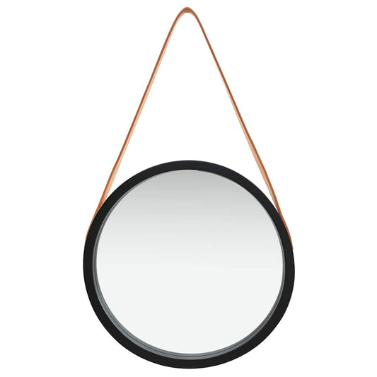 Wall Mirror with Strap 40 cm Black Wall Mirror with Strap 40 cm Black