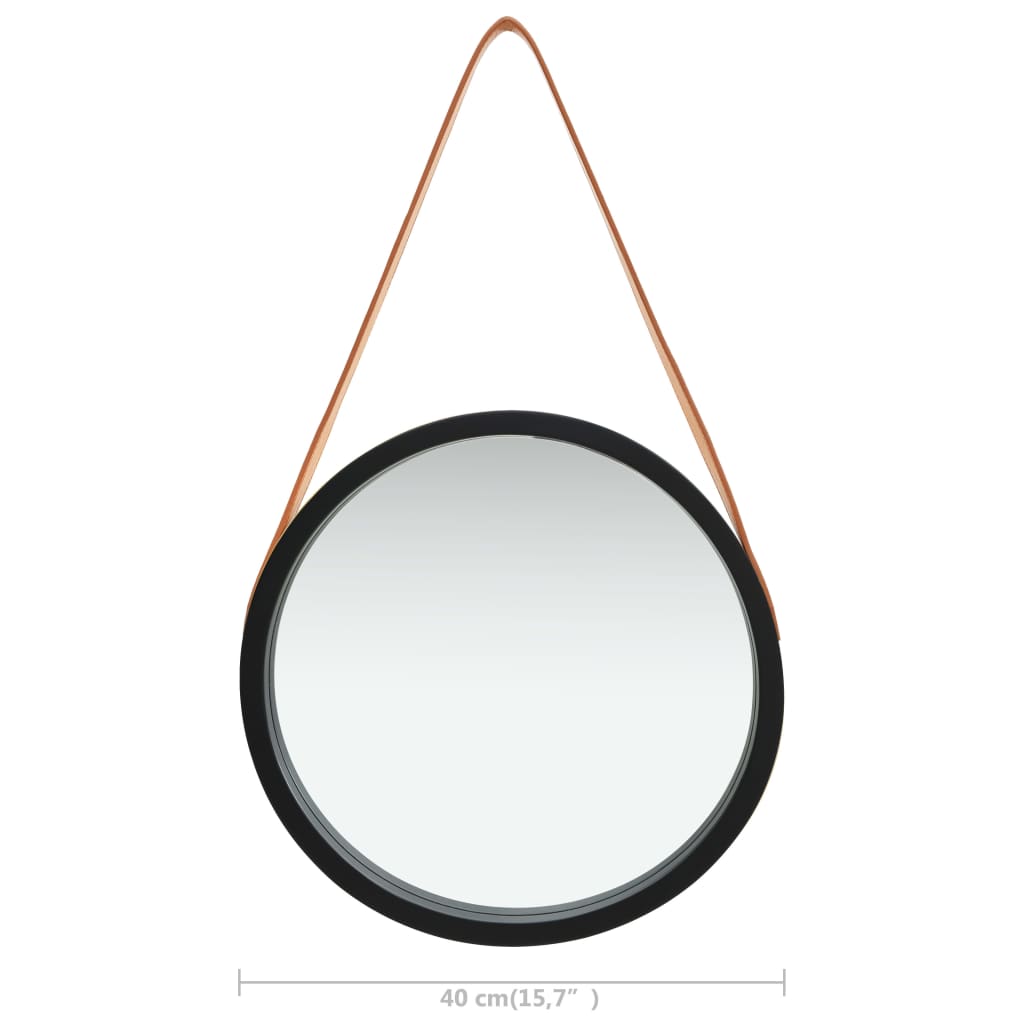 Wall Mirror with Strap 40 cm Black