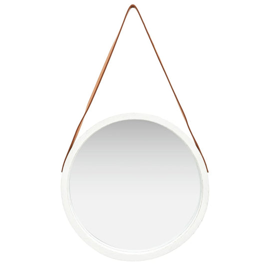 Wall Mirror with Strap 50 cm White Wall Mirror with Strap 50 cm White