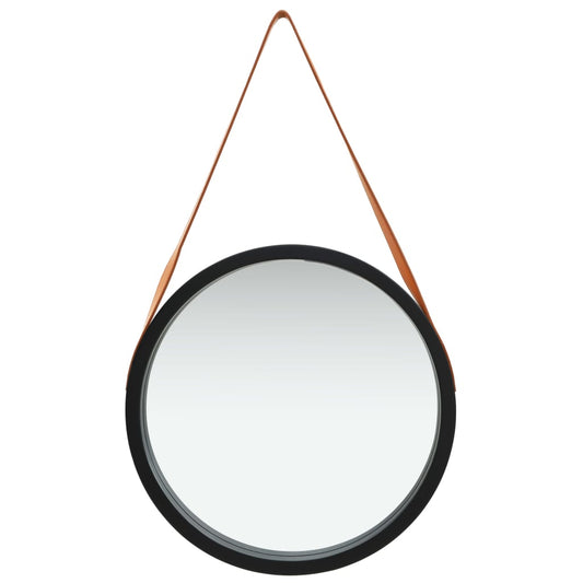 Wall Mirror with Strap 50 cm Black Wall Mirror with Strap 50 cm Black
