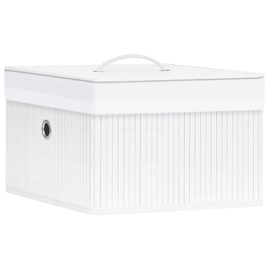 Bamboo Storage Boxes 4 pcs White Bamboo Storage Boxes 4 pcs White