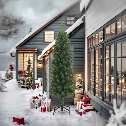 Slim Artificial Christmas Tree with Stand Green 240 cm PVC Slim Artificial Christmas Tree with Stand Green 240 cm PVC