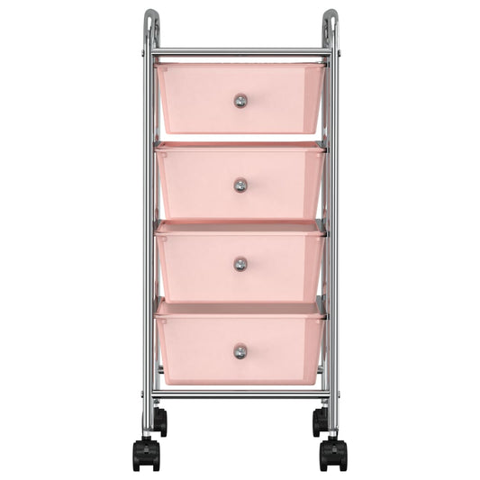 4-Drawer Mobile Storage Trolley Pink Plastic 4-Drawer Mobile Storage Trolley Pink Plastic