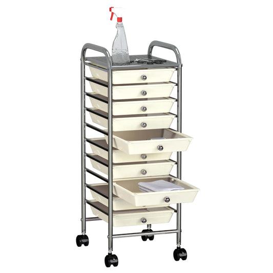 10-Drawer Mobile Storage Trolley White Plastic 10-Drawer Mobile Storage Trolley White Plastic