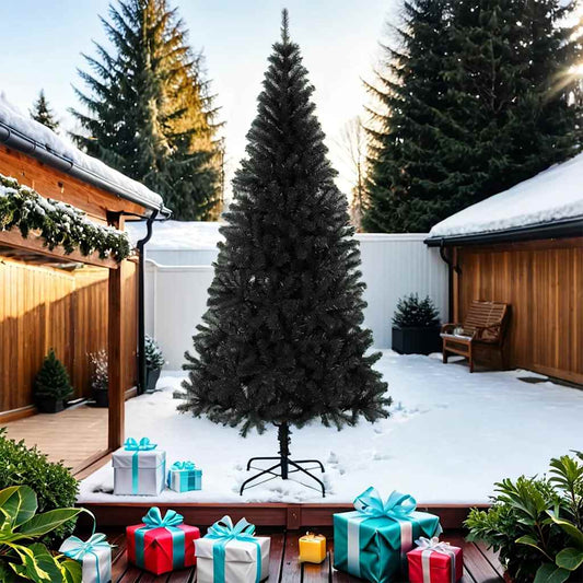 Artificial Christmas Tree with Stand Black 210 cm PVC Artificial Christmas Tree with Stand Black 210 cm PVC