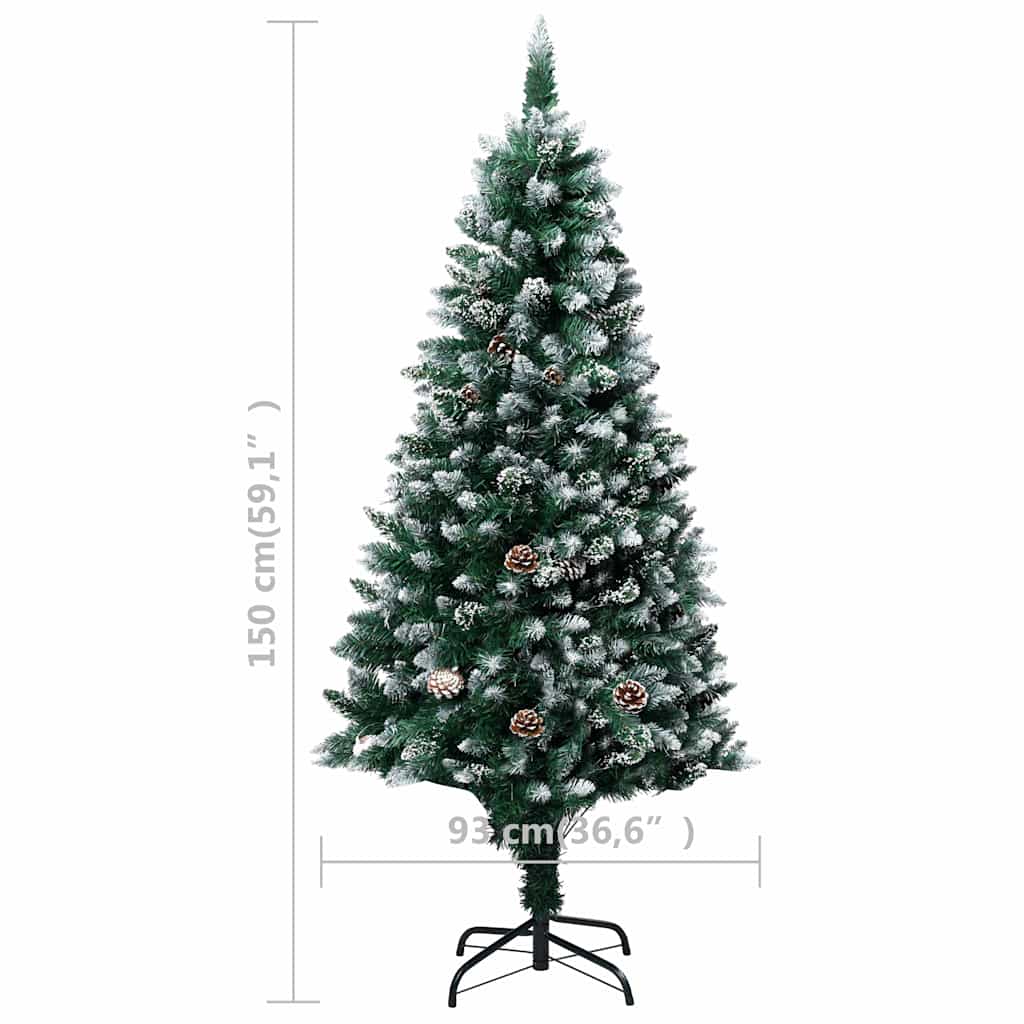 321015 vidaXL Artificial Christmas Tree with Pine Cones and White Snow 150 cm