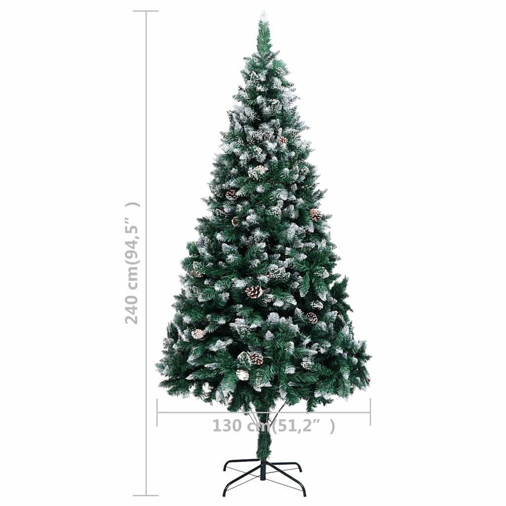 321018 vidaXL Artificial Christmas Tree with Pine Cones and White Snow 240 cm
