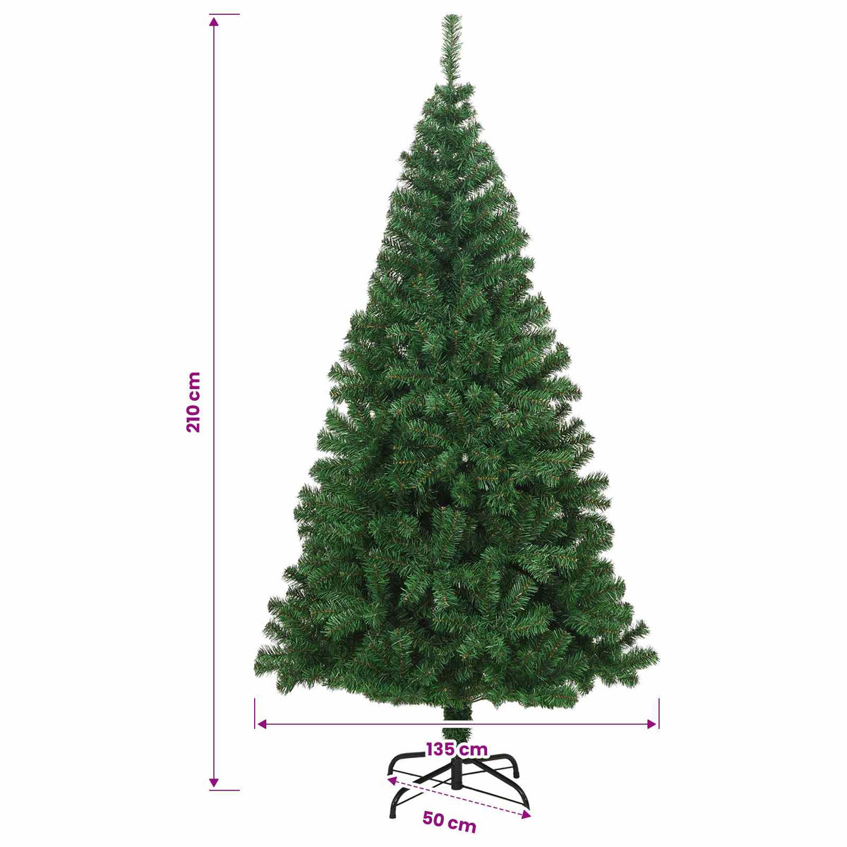Artificial Christmas Tree with Thick Branches Green 210 cm PVC