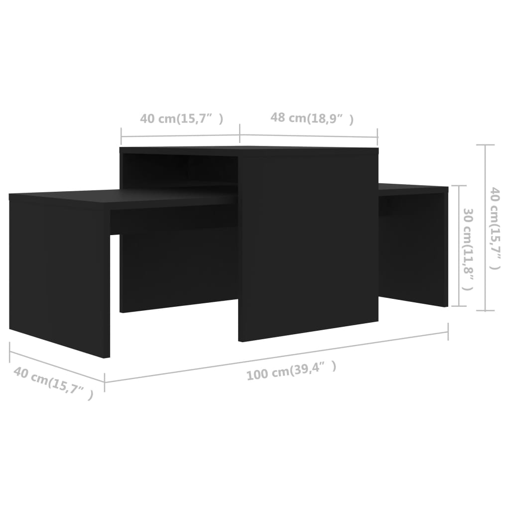 Table | Black | Engineered wood | Medium | Stackable | Coffee Table